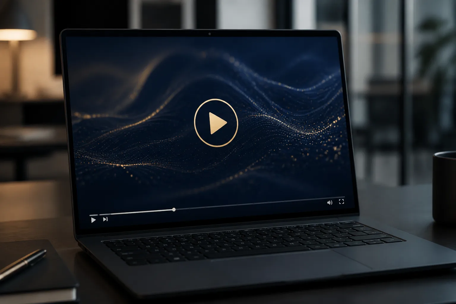 A laptop playing a video made from a written post